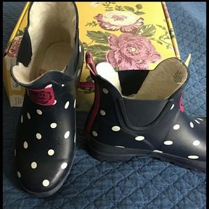 Joules navy polka dot wellibob ankle boots size 7